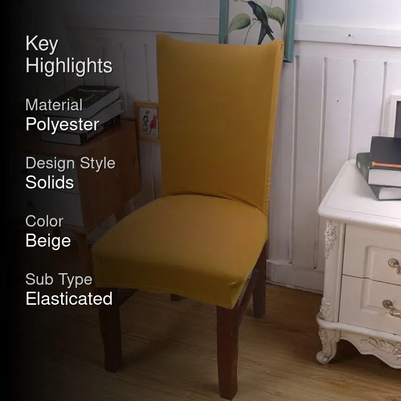 Mila Solid Chair Cover - Beige media 2