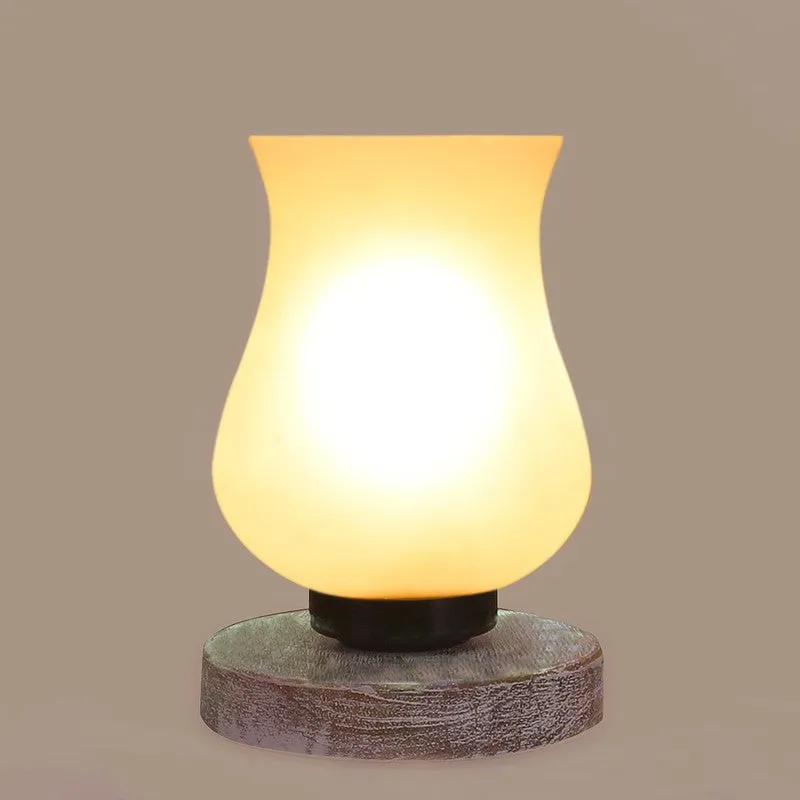 Radiessa Glass Table Lamp With Wooden Base - White media 7