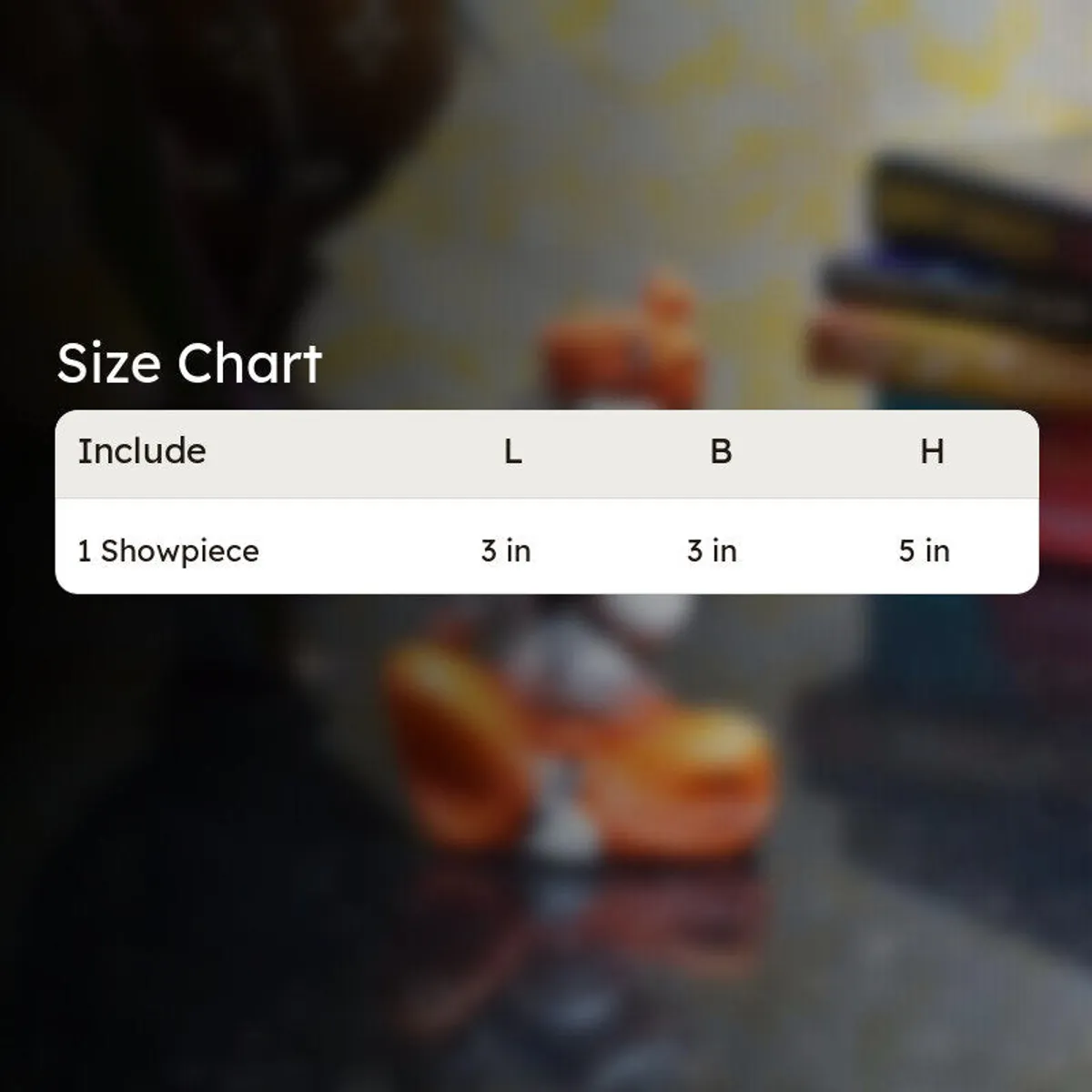 Size chart graphic for one showpiece