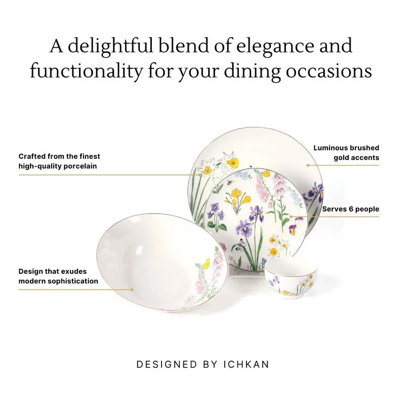 Urban Form 24k Gold Brushed Dinner Set (Yellow,White)- 27 Piece Set media 9