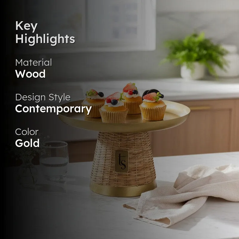Woven Rattan Wooden Cake Stand media 2