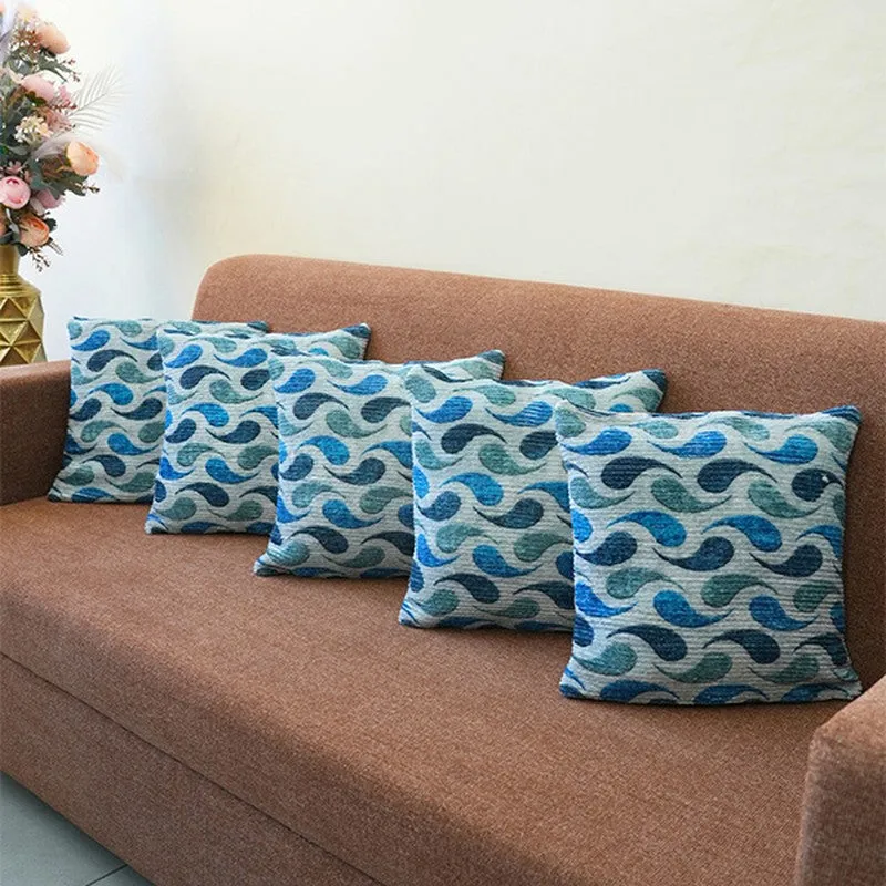 FloralDreamline Cushion Cover (Blue) - Set Of Five media 4