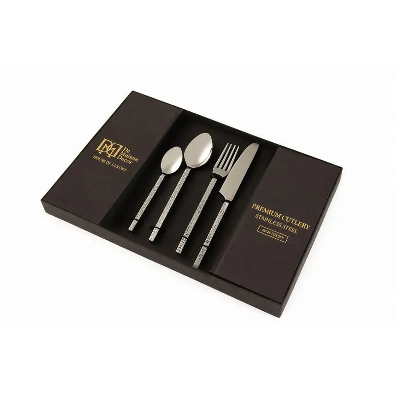 Silvora Stainless Steel Cutlery Set (Silver) - Sixteen Piece Set media 4