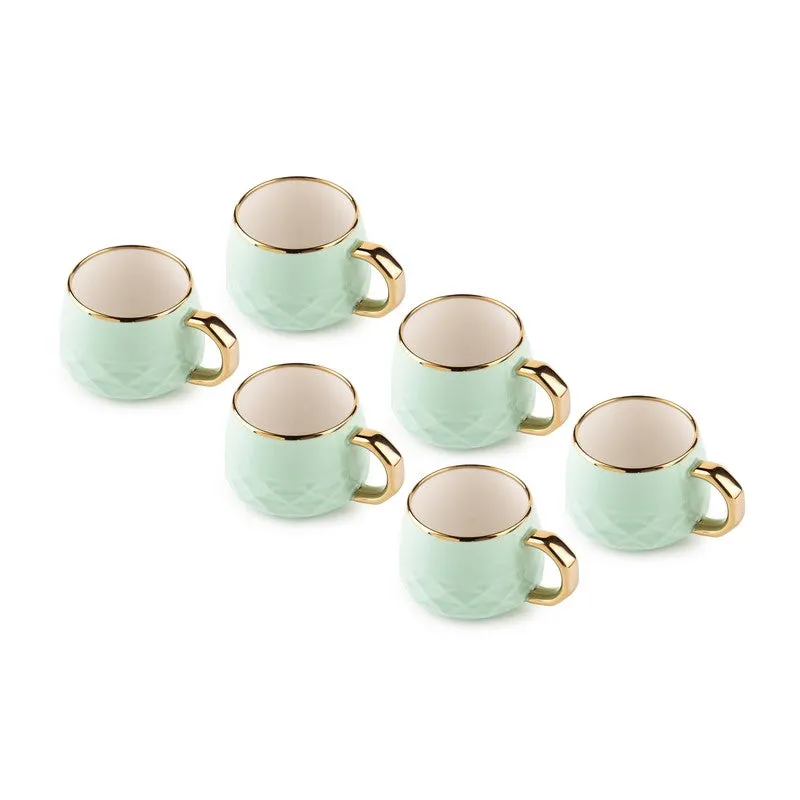 Luxesip Porcelain Tea Cup (200 mL Each,Green) - Set Of Six media 7