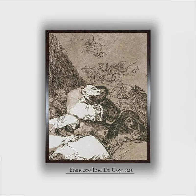Framed sepia-toned wall painting displayed on a white background with caption below