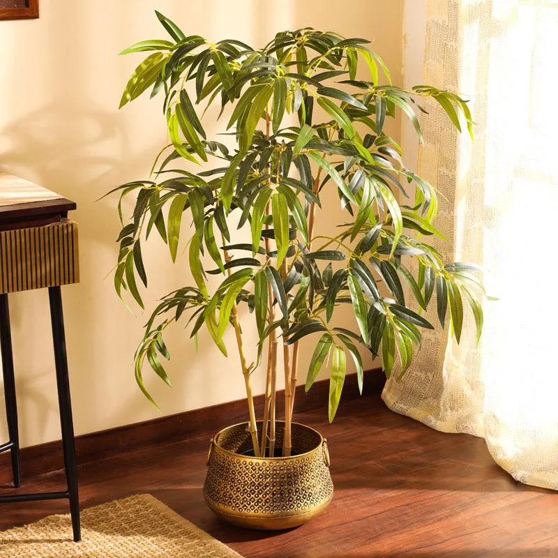 Artificial Realistic Bamboo Plant With Black Plastic Pot - 3.9 Feet media 1