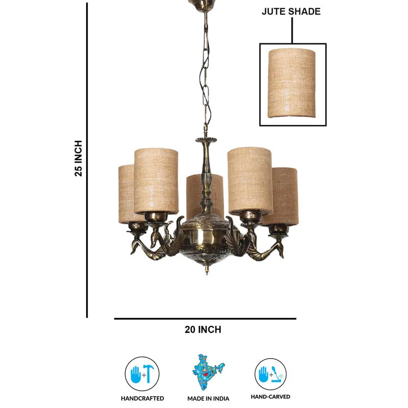 Taruna Cylindrical Golden Antique Ceiling Lamp media 6