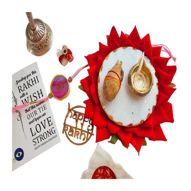 Guru Ji Pink Agate Rakhi Gift Set media 3
