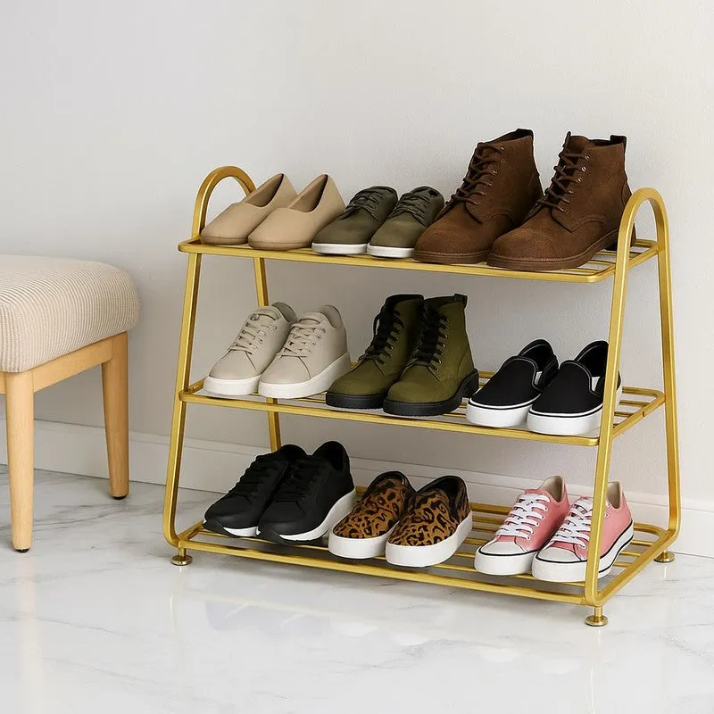 Shoehive 3-tier Metal Shoe Rack - Gold media 1