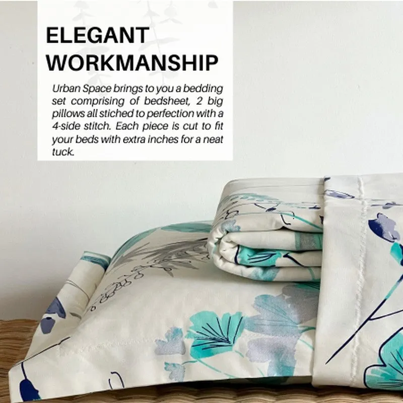 Urban Space Florvia Cotton Bedsheet (Blue) - 200 TC media 10