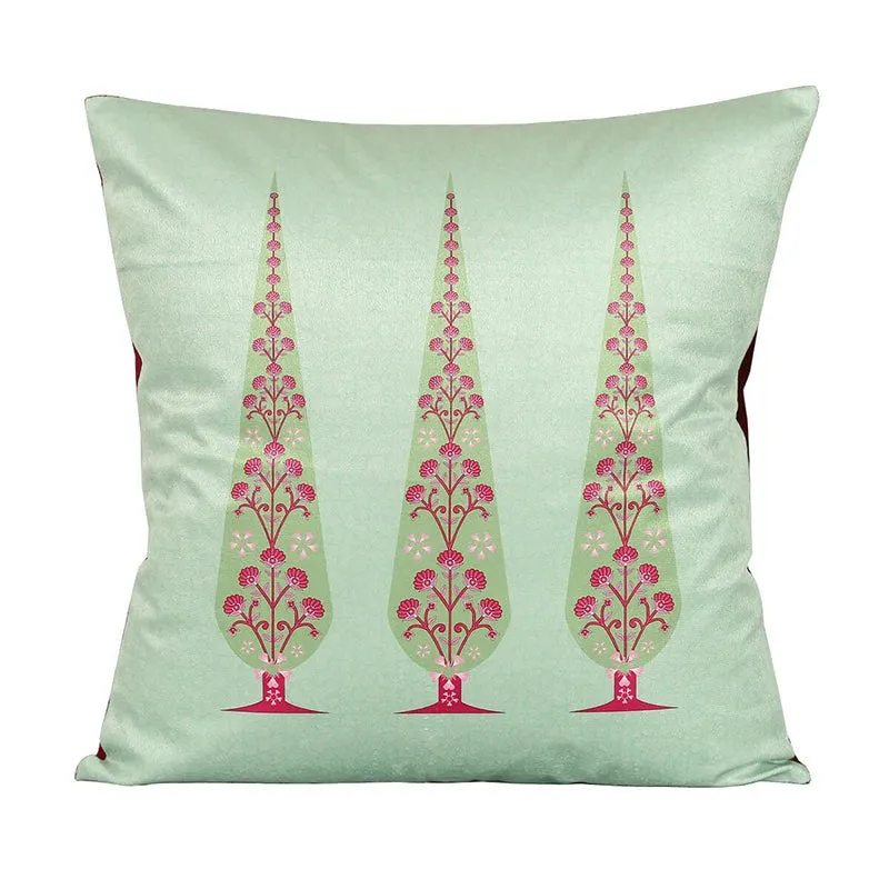 India Circus Peacock & Pine Printed Velvet Cushion Cover - Set Of Five media 7