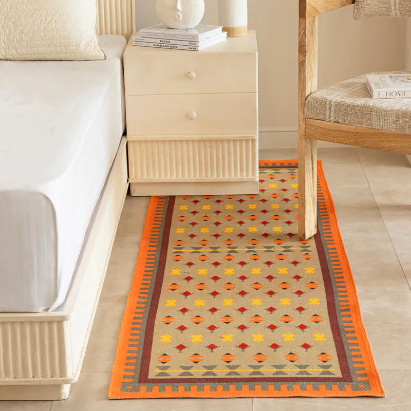 Orvane Cotton Runner Rug - Orange, Beige media 3