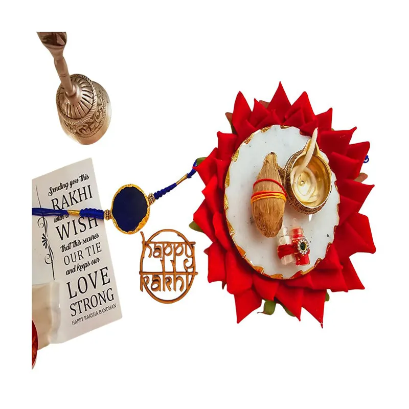 Bhai Behen Bond Dark Blue Agate Rakhi Gift Set media 3