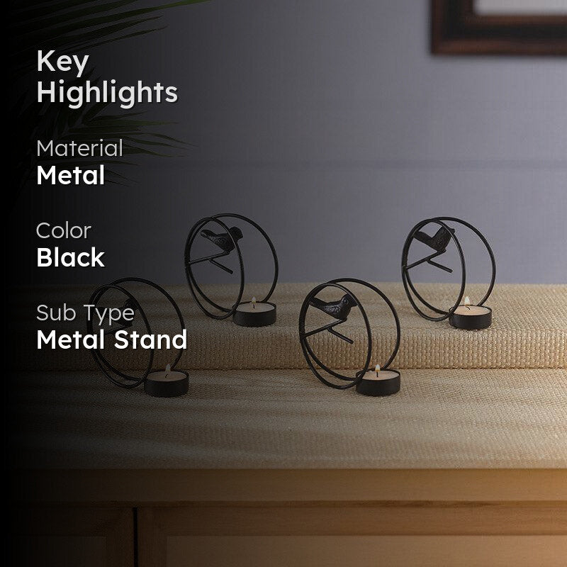 Alaiza Chirp Tealight Candle Holder (Black) - Set Of Four media 2