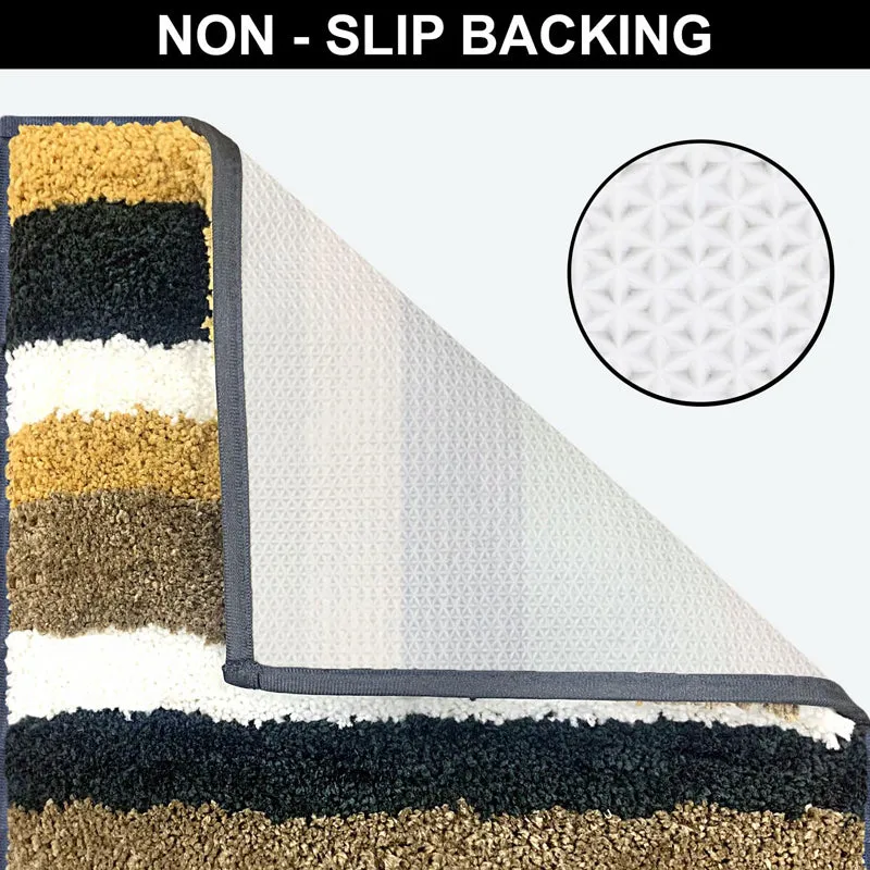 Stripe Luxe Bath Mat - Charcoal, Beige media 4