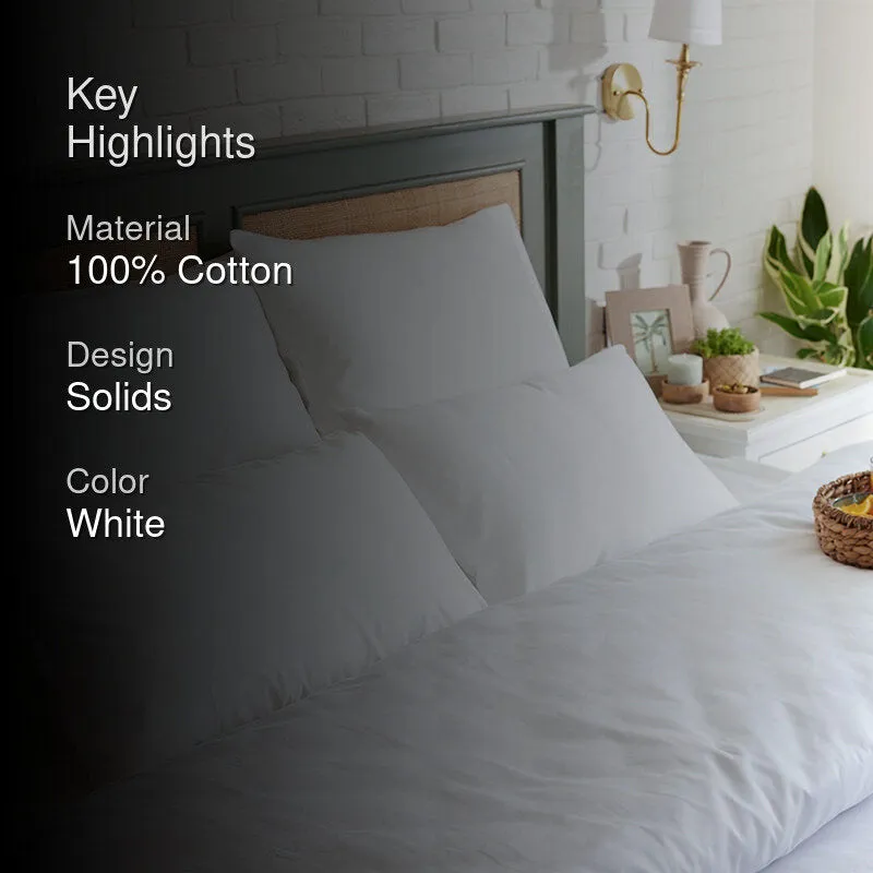 Maison Solid Cotton Pillow Cover (White,200TC) - Set Of Two media 2