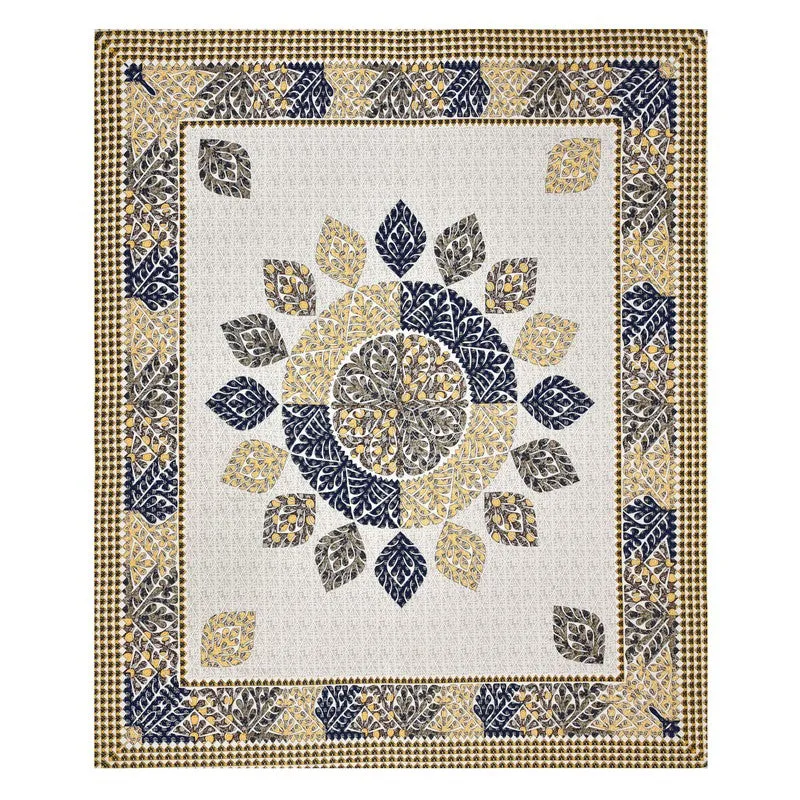 Gulnaar Spread Cotton Bedsheet (Blue) - 160 TC media 3