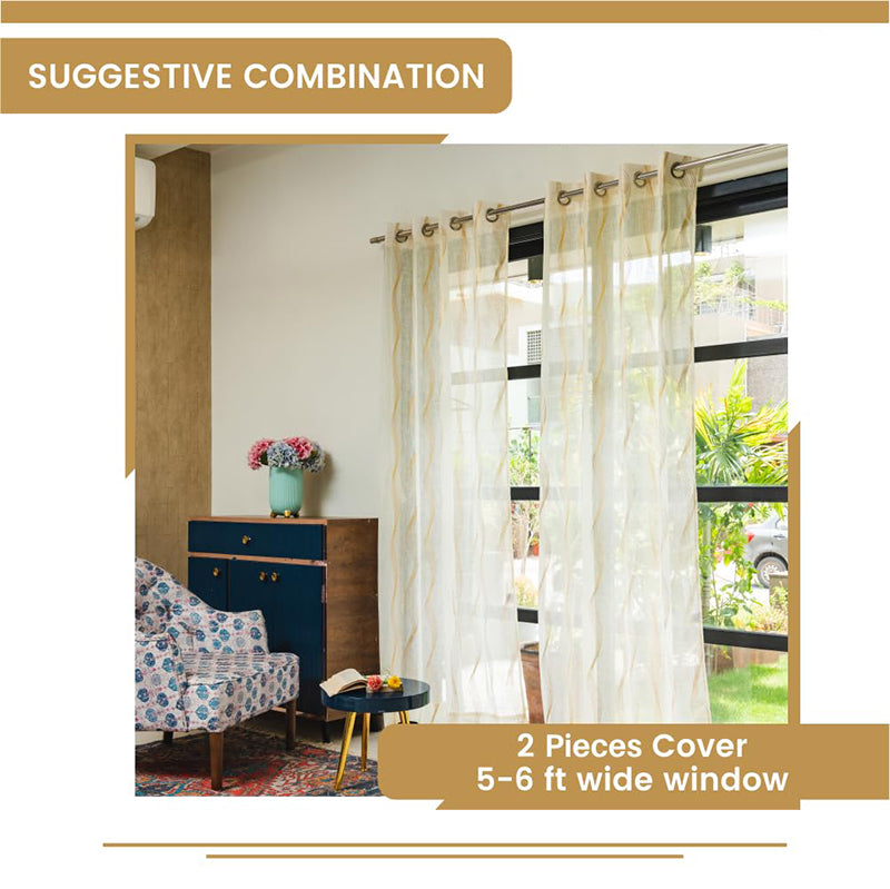 Urban Space Pampas Gold Foil Printed Curtain - Set Of Two media 6