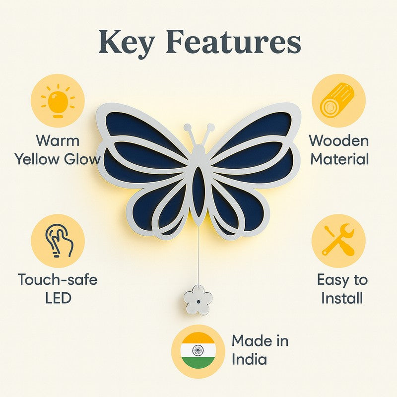 Tiny Butterfly Glow Battery Operated MDF Wall Lamp media 8