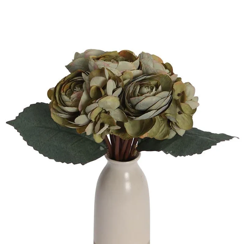 Faux Peonia Floral Bunch - Green media 4