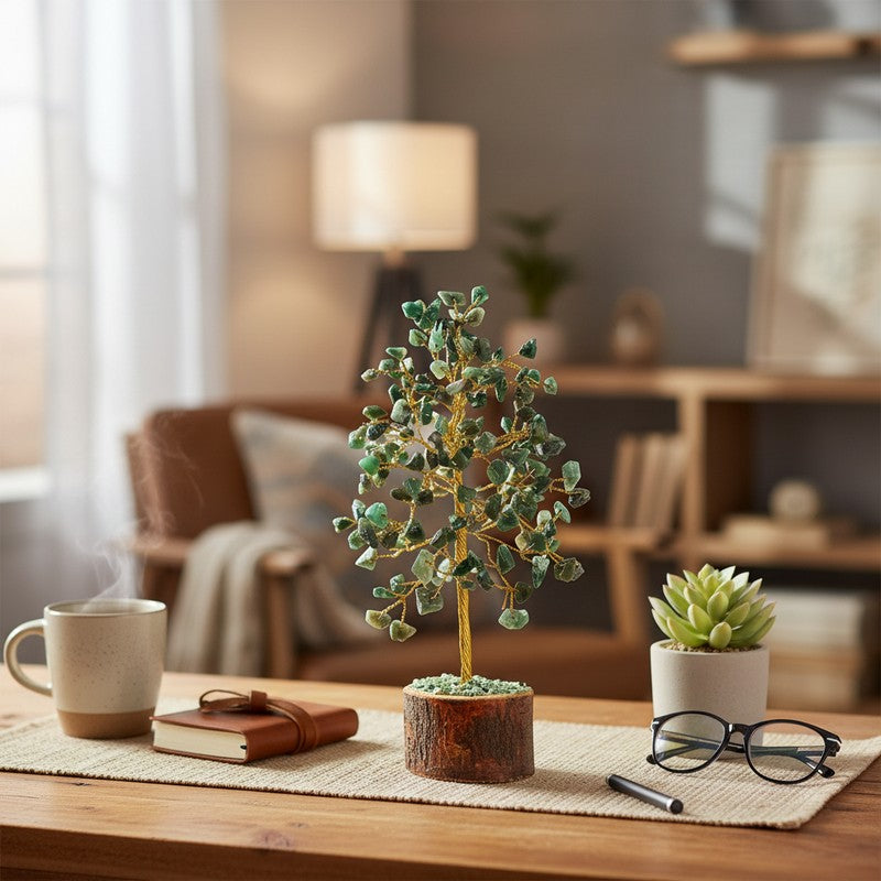 Prosperity Jade Gemstone Tree Decorative Showpiece media 3