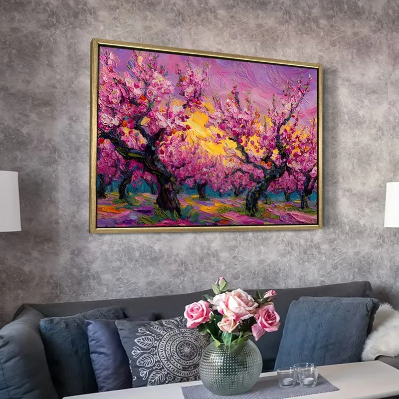 Rosy Orchard Canvas Wall Painting With Frame media 6