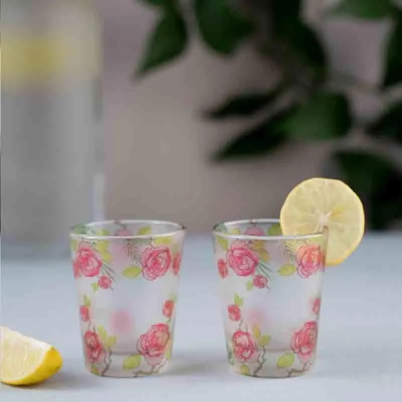 Misty Morning Roses White Frosted Shot Glass (30 ml ) - Set Of Two media 1