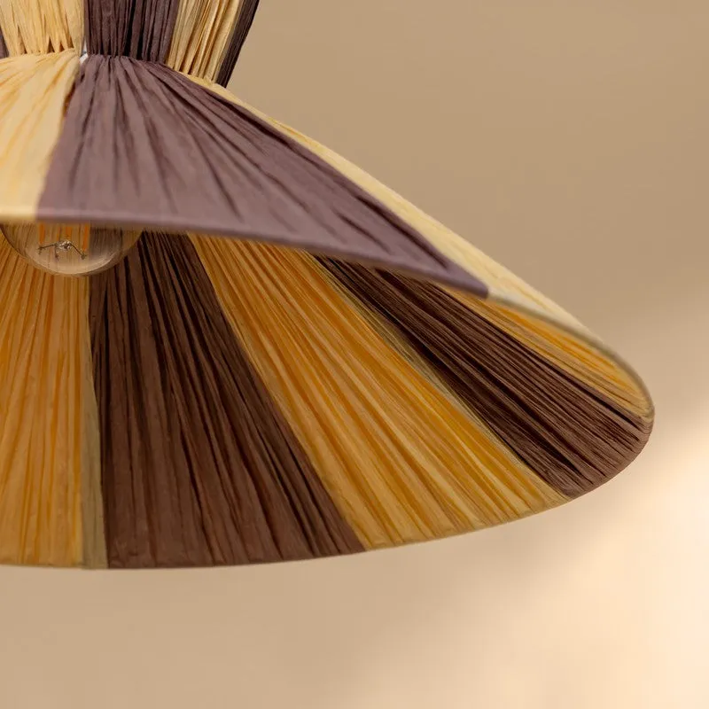 Fig Living Warmora Raffia Ceiling Lamp - Brown & Beige media 6