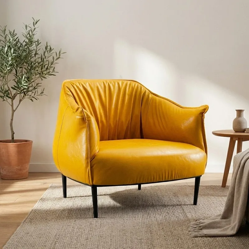 Elvora Neem Wood Accent Chair - Yellow media 1