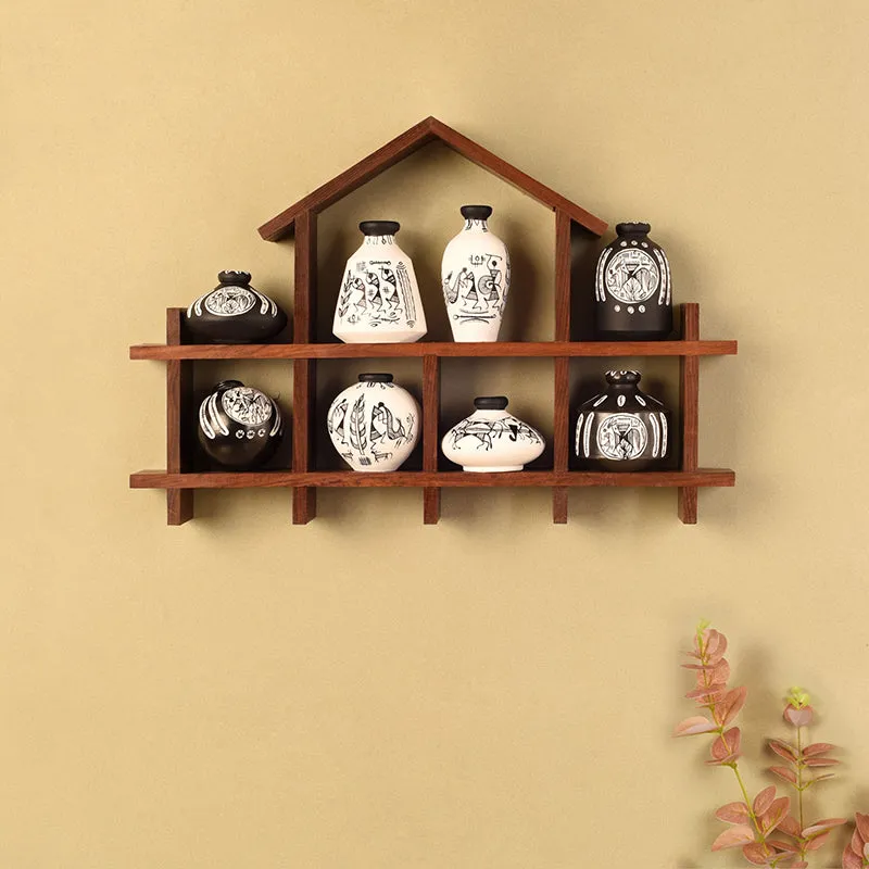 Katha Kutir Warli Terracotta & Wood Wall Accent - Nine Piece Set media 1