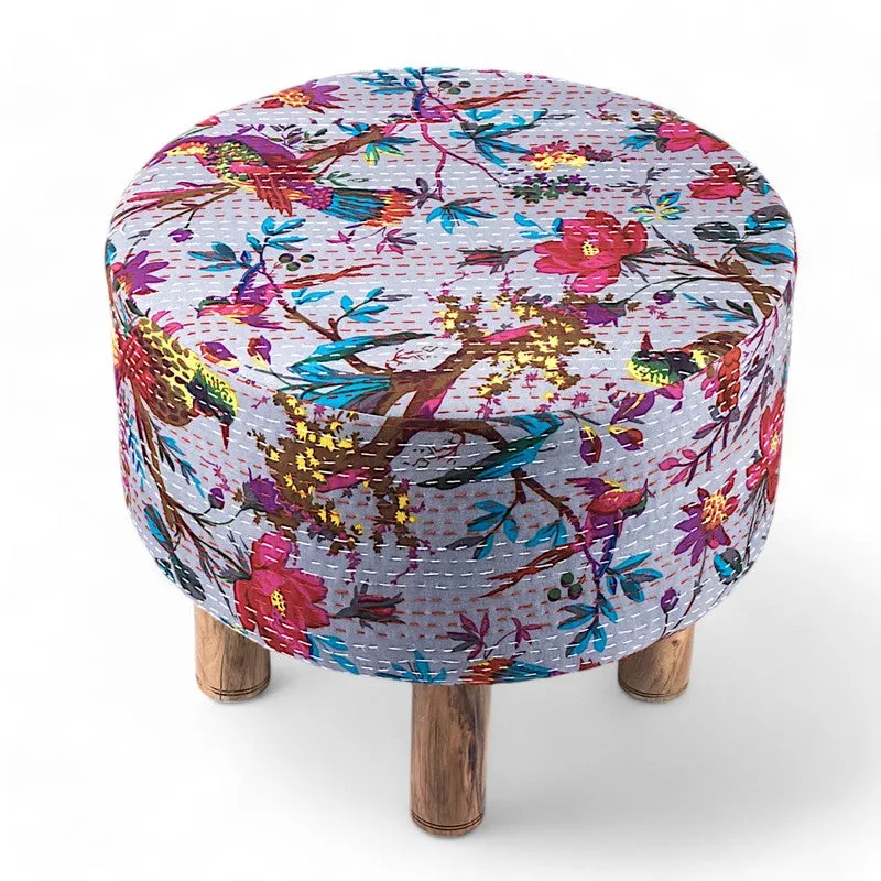 Kverix Acacia Wooden Ottomans (Grey) - Set Of Two media 3