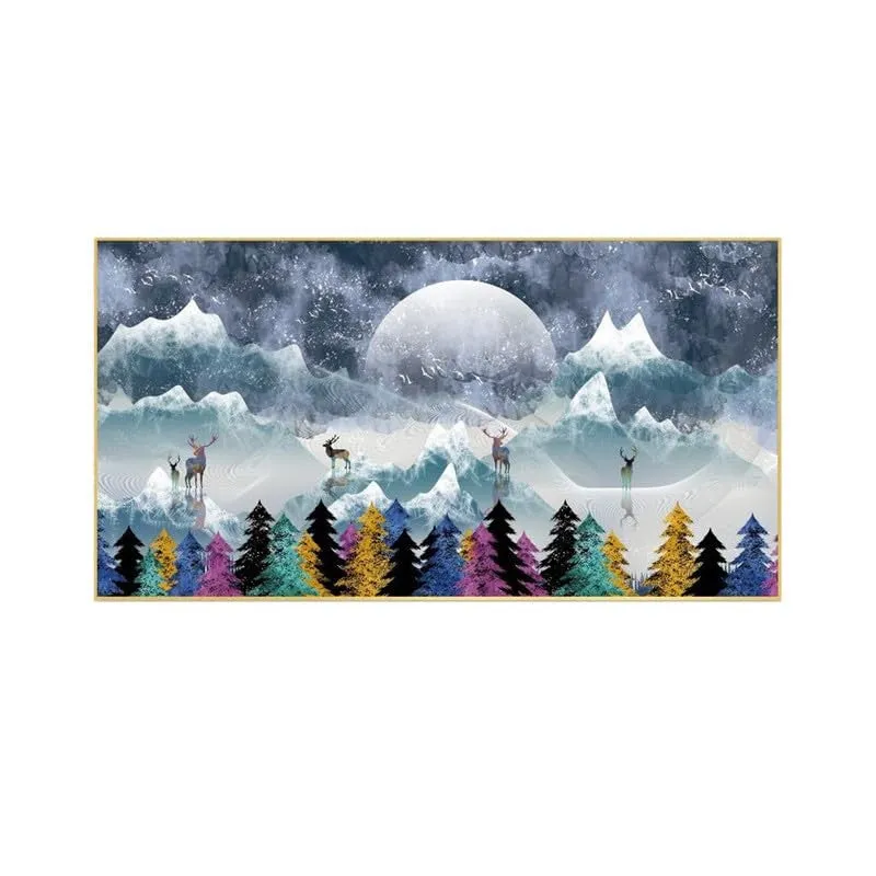 Snowfall Serenity Canvas Wall Painting With Frame media 4