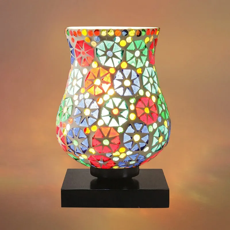 Ilumo Mosaic Glass Table Lamp With Wooden Base - Multicolor media 7