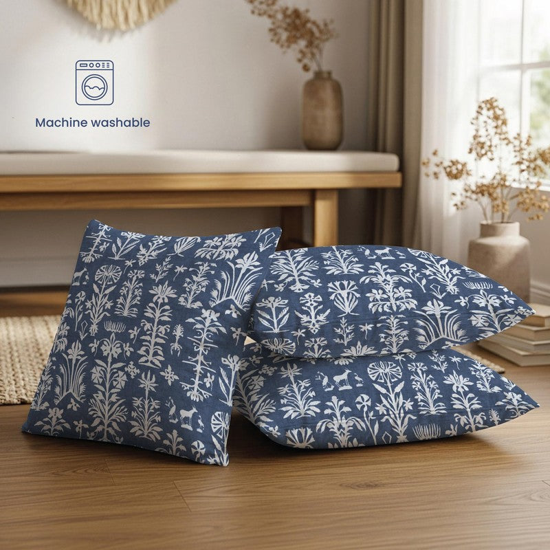 Urban Space Softiq Blue Cotton Cushion Cover Set - Set of Three media 4
