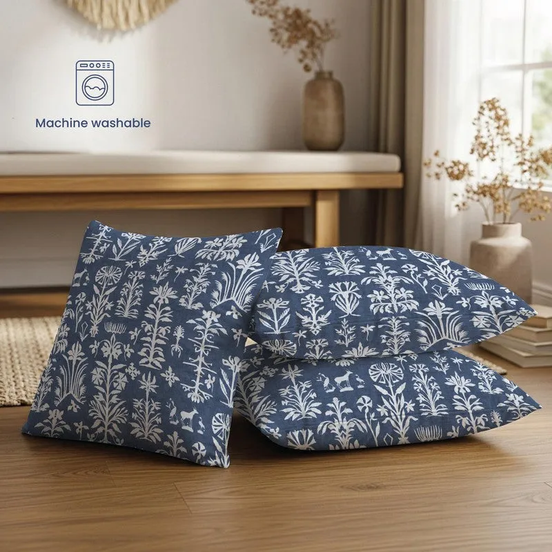 Urban Space Softiq Blue Cotton Cushion Cover Set - Set of Three media 4