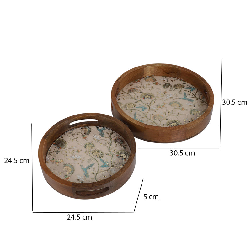 Blossom Glow Round Wooden Serving Tray - Set of Two media 7
