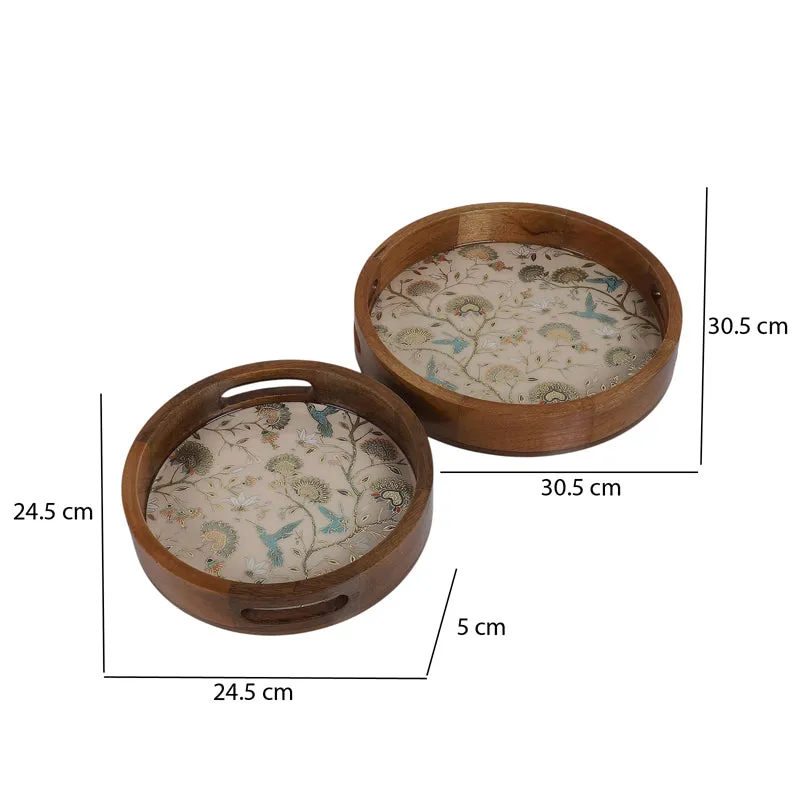 Blossom Glow Round Wooden Serving Tray - Set of Two media 7