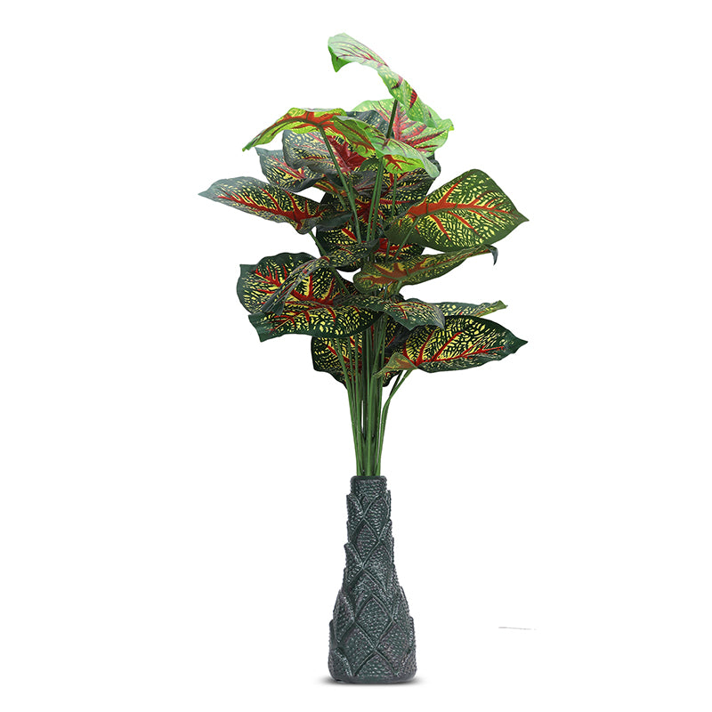 Infinita Artificial Caladium With Black Plastic Pot (Red) - 3 Feet media 3
