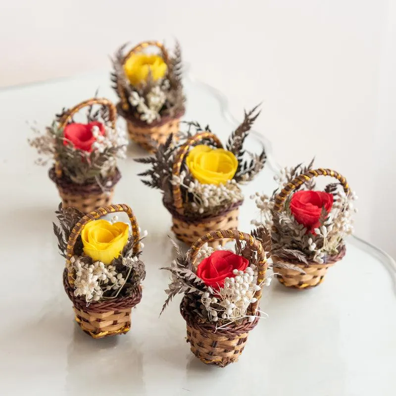 Tritona Mini Floral Basket (Red & Yellow) - Set Of Six media 1