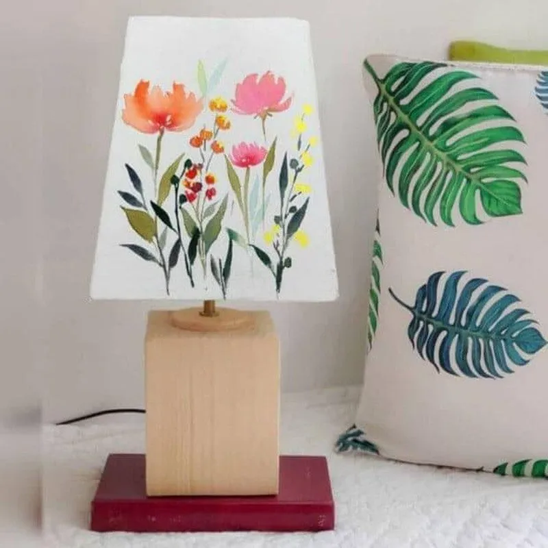 Scarlet Blossom Empire Handpainted Fabric Table Lamp - Multicolor media 3