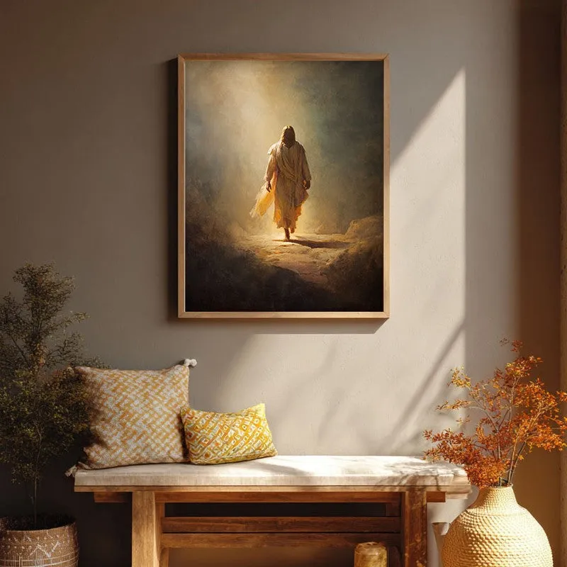 Heavenly Path Archival Paper Wall Painting With Brown Frame media 1