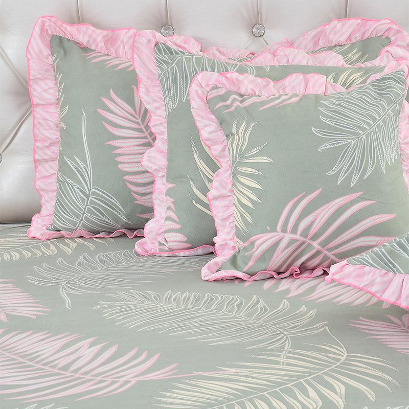 Fern Fancy Frilled Cotton Microfiber Bedding Set - Five Piece Set media 4