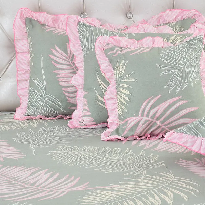 Fern Fancy Frilled Cotton Microfiber Bedding Set - Five Piece Set media 4