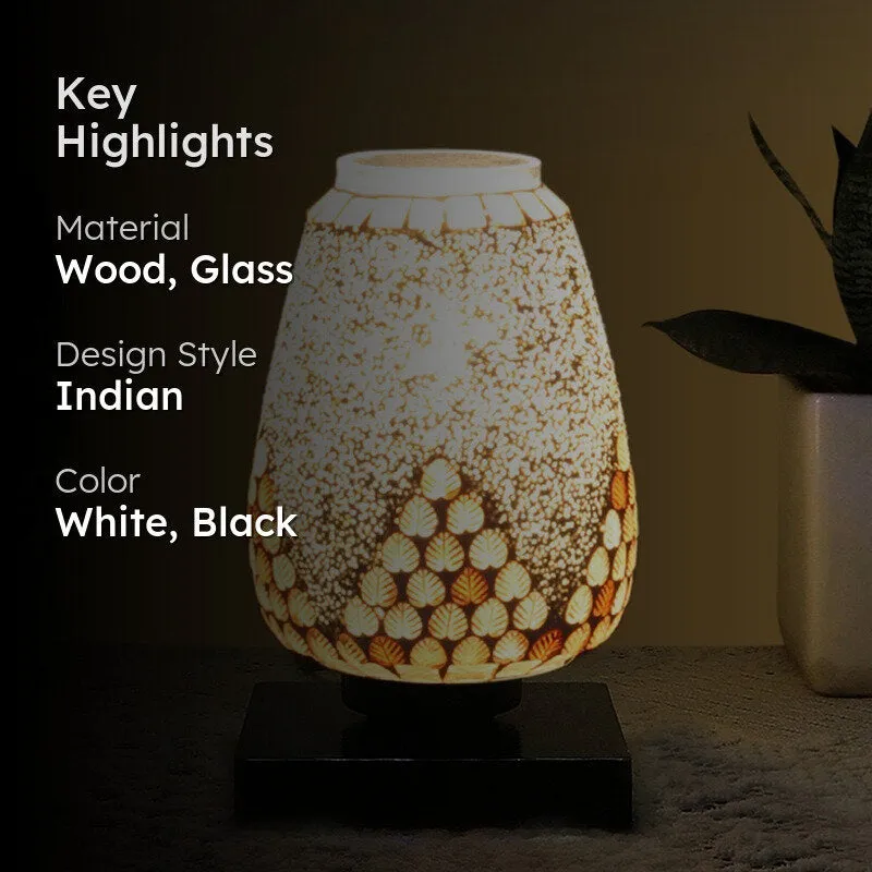 Aurielle Glass Table Lamp With Wooden Base media 2
