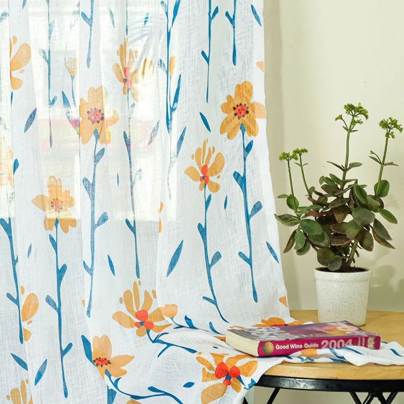 Sunara Linen Texture Polyester Sheer Curtain - Set Of Two media 5