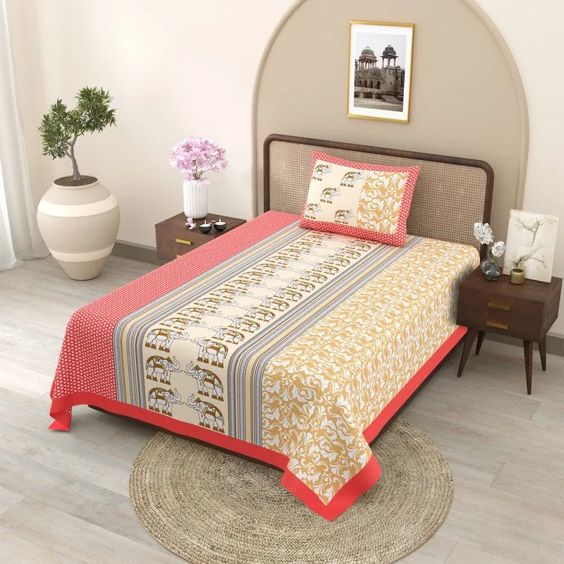 EliteDream Cotton Bedsheet (Red) - 180 TC media 1
