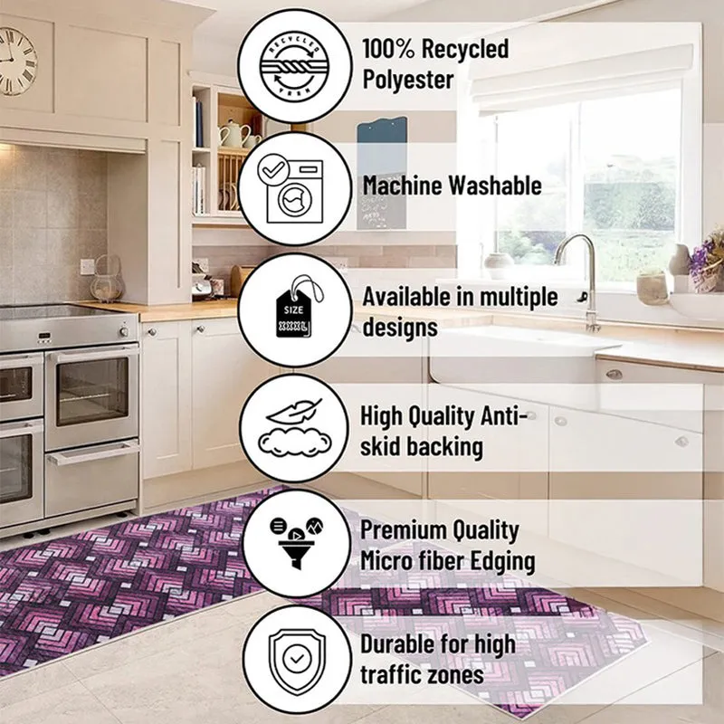 ContourLines Polyester Kitchen Floor Mats (Purple) - Set of Two media 10