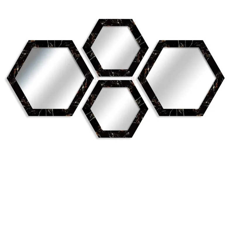 Reflectique Glass Wall Mirror Wiith PVC Frame - Set Of Four media 4