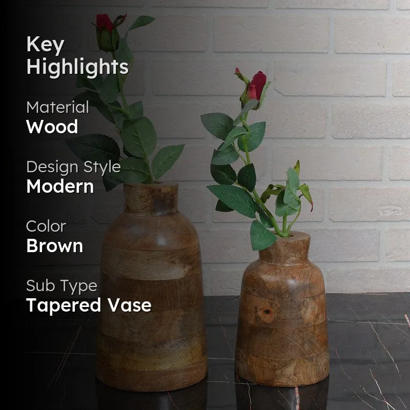 Fitosha Mango Wood Vase - Set Of Two media 2