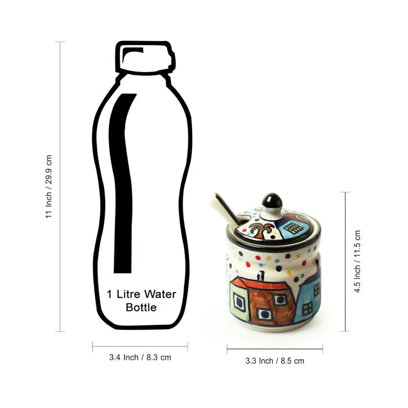 Sweet Home Handpainted Condiment Jar With Tray (280 Ml) - Five Piece Set media 7